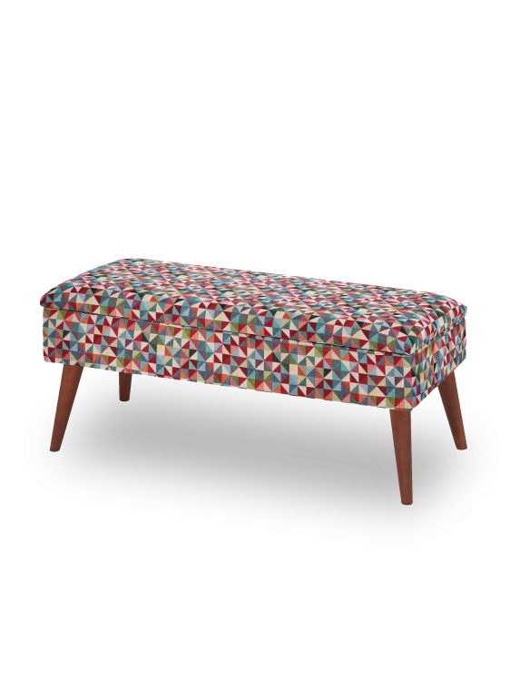 bench with geometric patterns