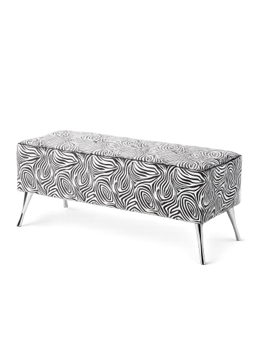 Upholstered bench in a zebra motif, perfect for the hallway