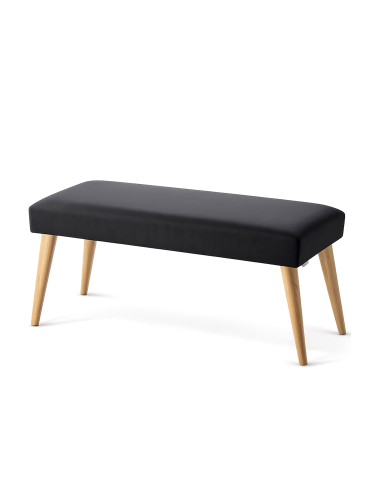 Elegant graphite upholstered bench with wooden legs