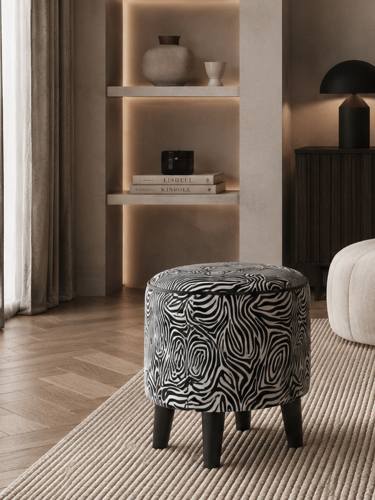 round zebra pouf