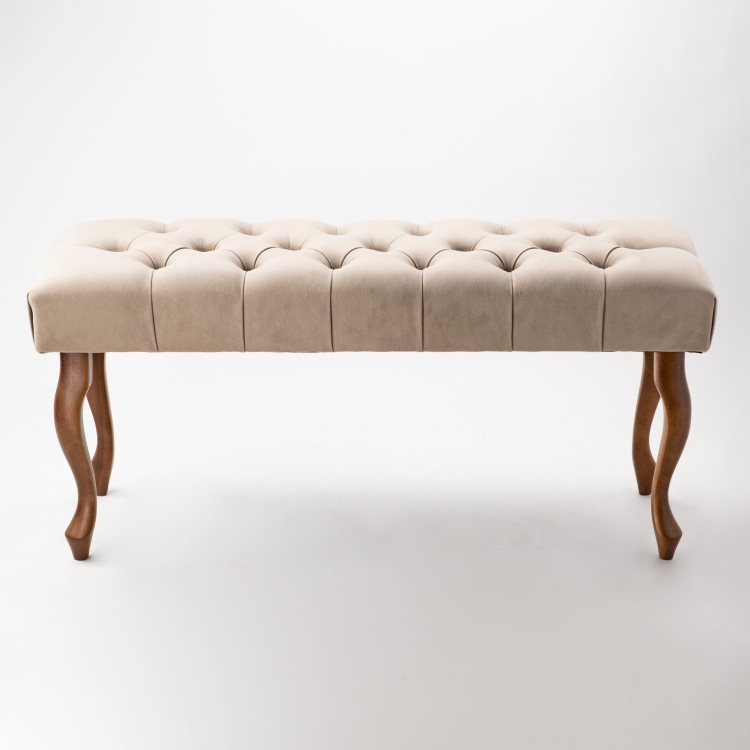 Quilted bench in light latte color