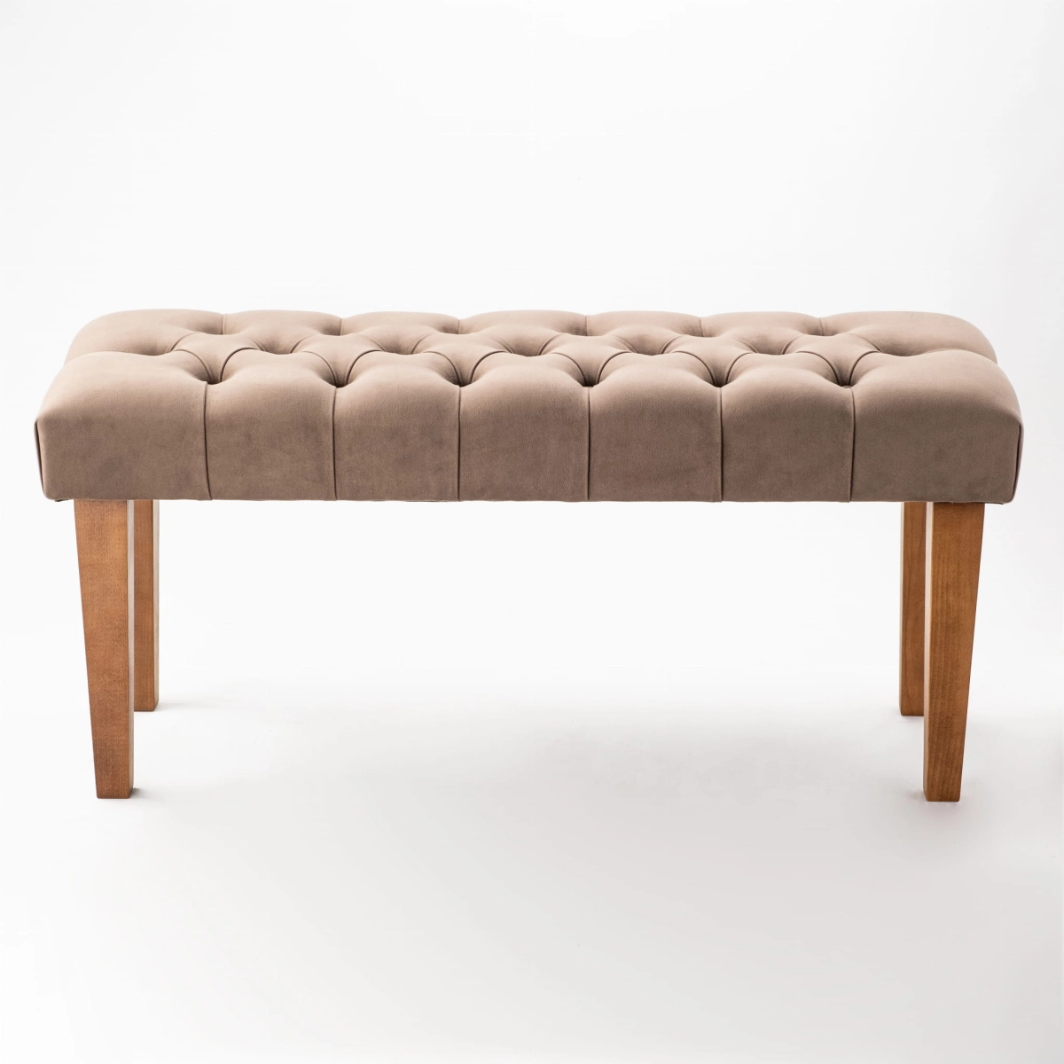 Brown bench with wooden legs