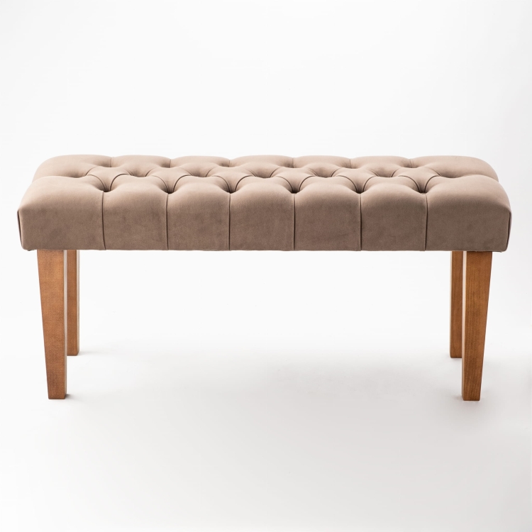 Brown bench with wooden legs