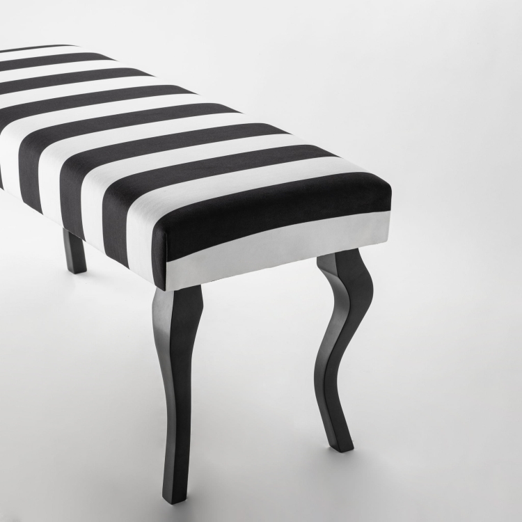 Black and white striped bench with black legs