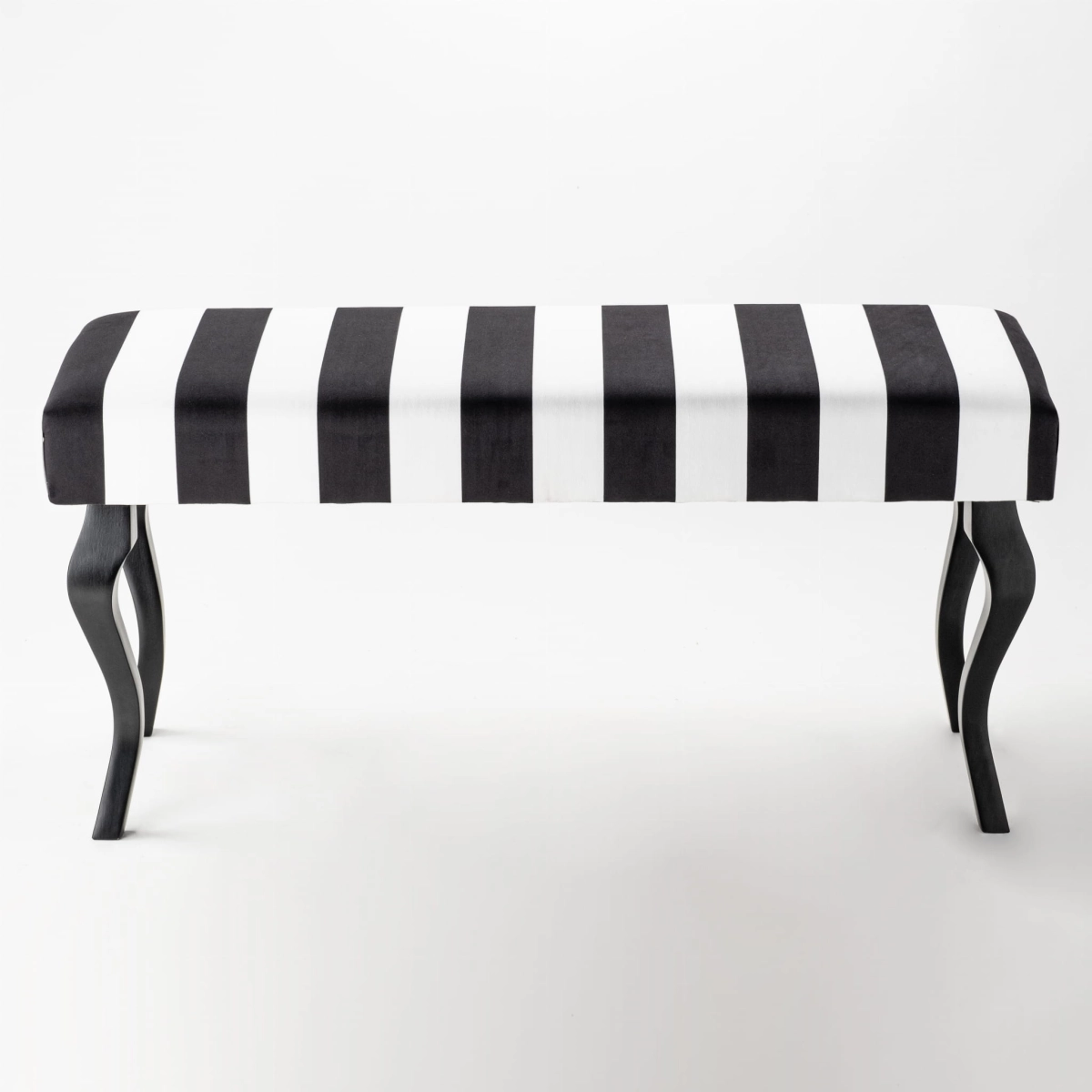 Patterned striped upholstered bench