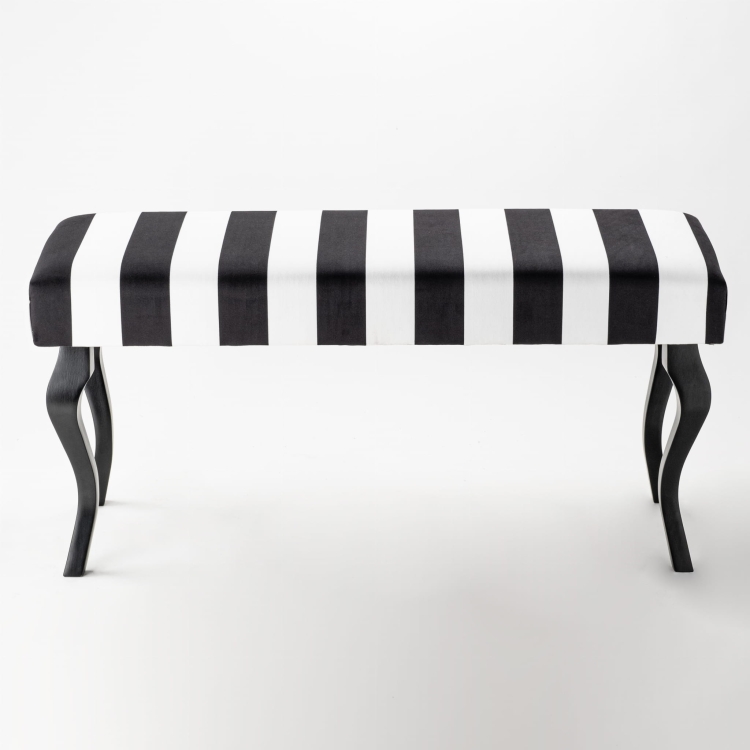 Patterned striped upholstered bench
