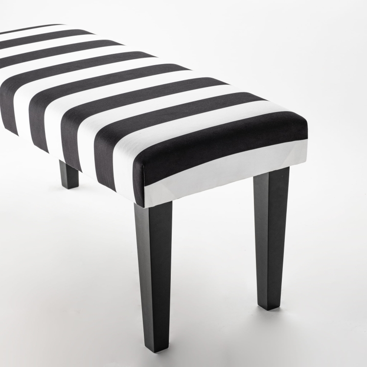 Black and white striped bench with black legs
