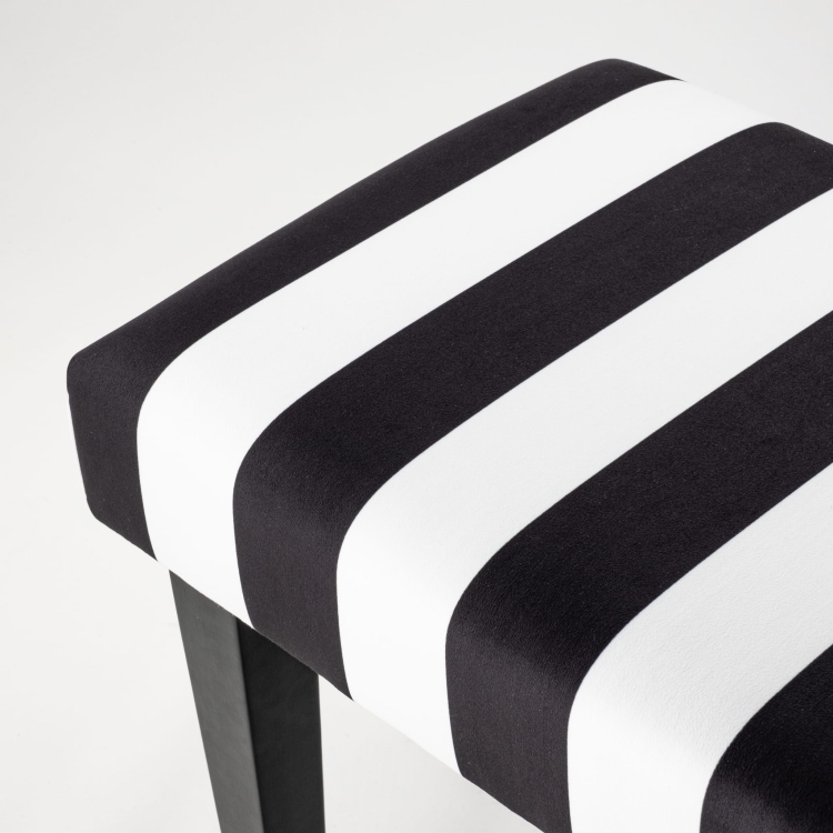 Black and white stripes on the bench