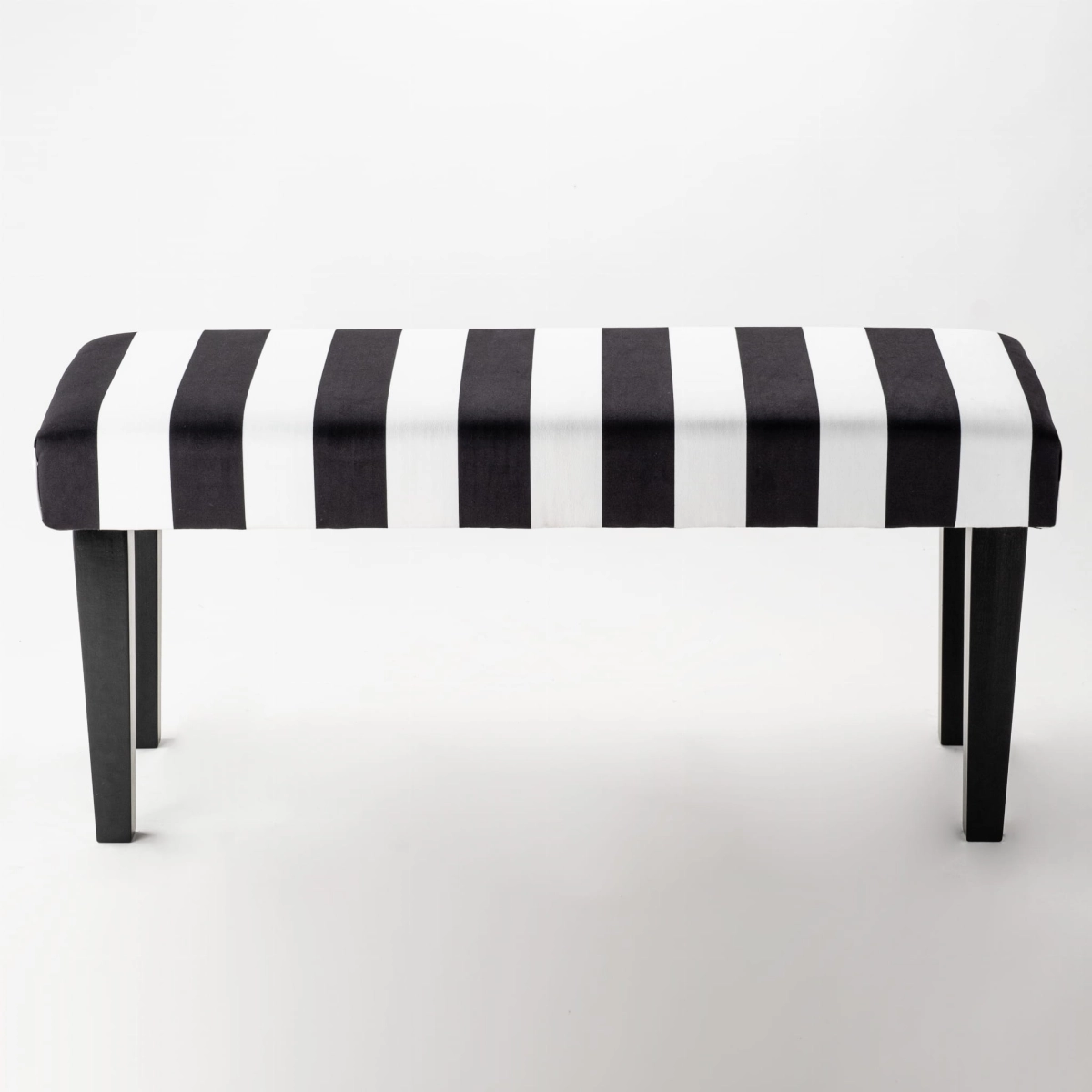 Patterned striped upholstered bench