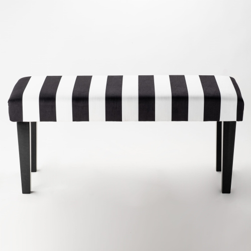 Patterned striped upholstered bench