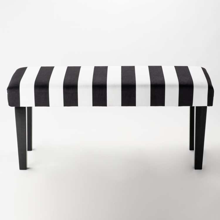Patterned striped upholstered bench