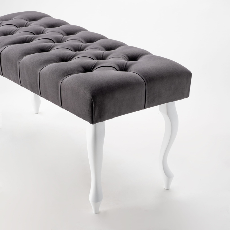 Quilted anthracite bench with white legs