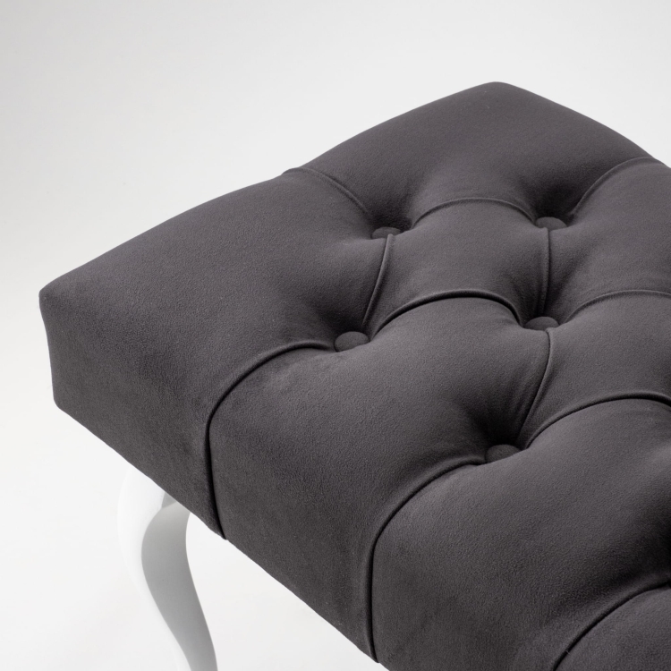 Quilted anthracite bench with white legs