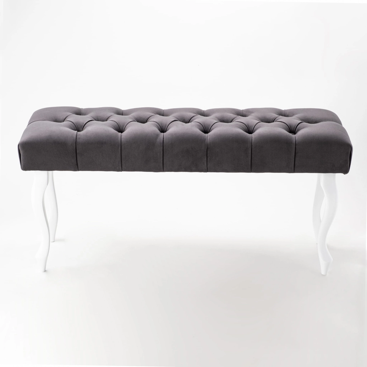 Stylish quilted anthracite bench with white legs