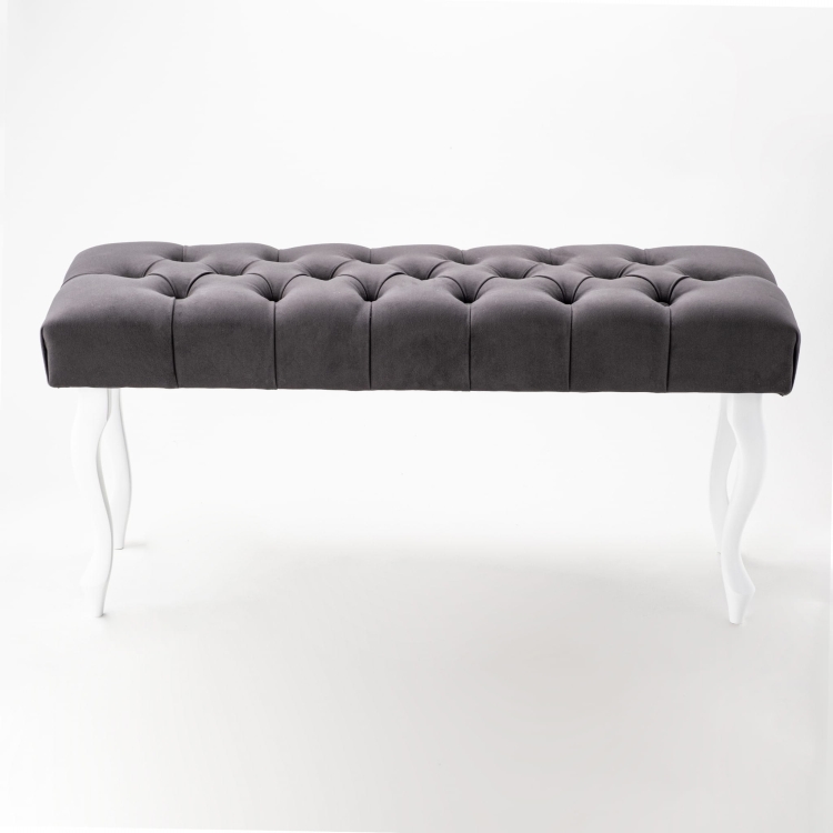 Stylish quilted anthracite bench with white legs