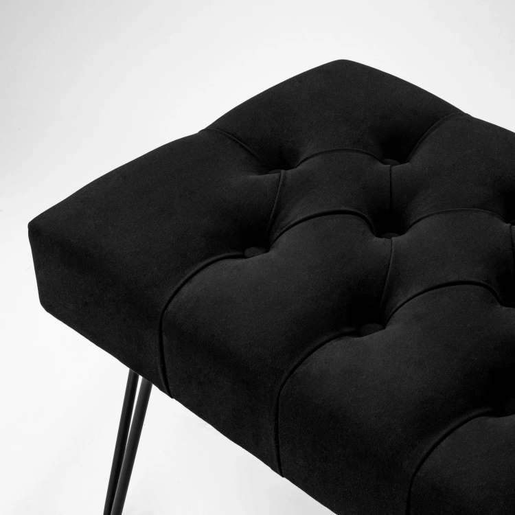 Black Quilted Bench with Pin Legs