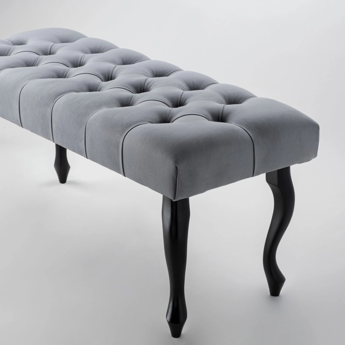 Gray Bench with Quilting and Black Legs
