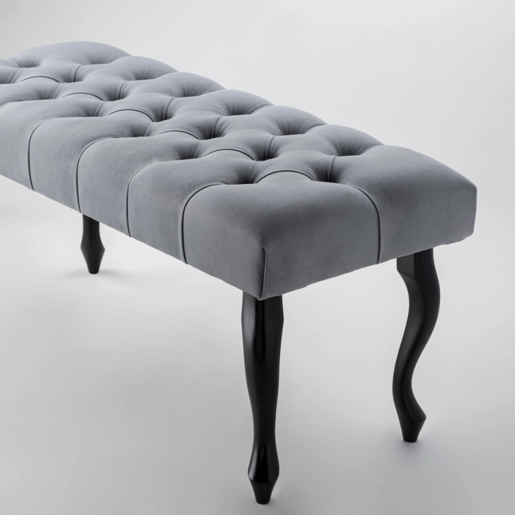 Gray Bench with Quilting and Black Legs