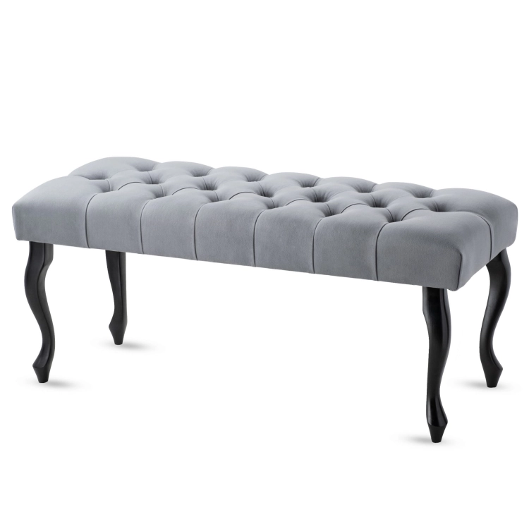 Quilted bench in gray with black legs