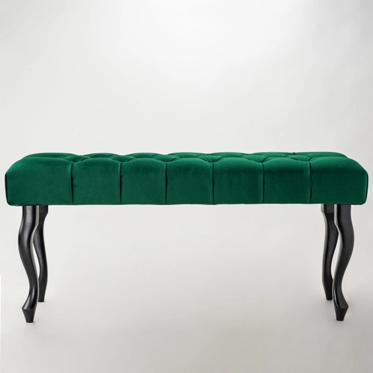 Bottle green tufted chesterfield bench