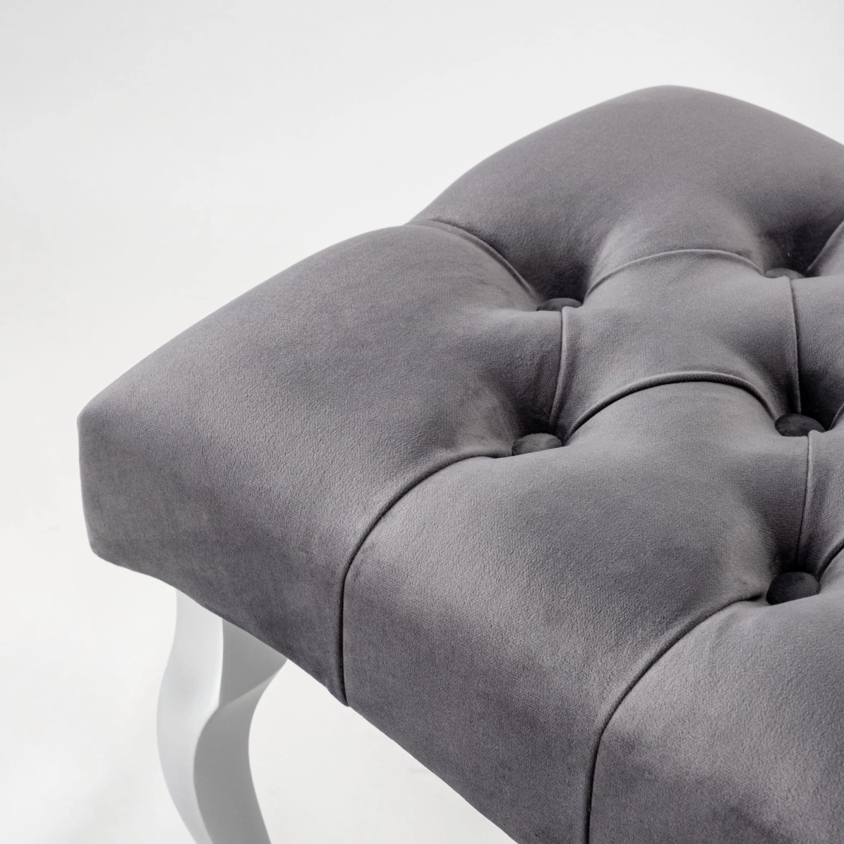 quilted bench in gray