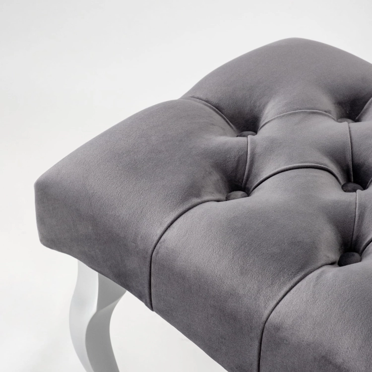 quilted bench in gray
