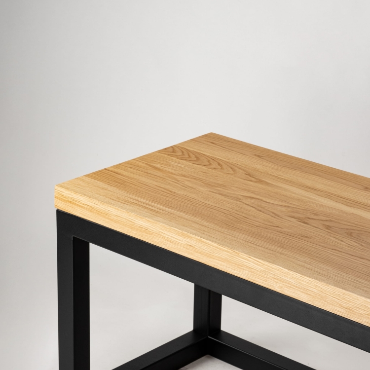 Metal bench with wooden top