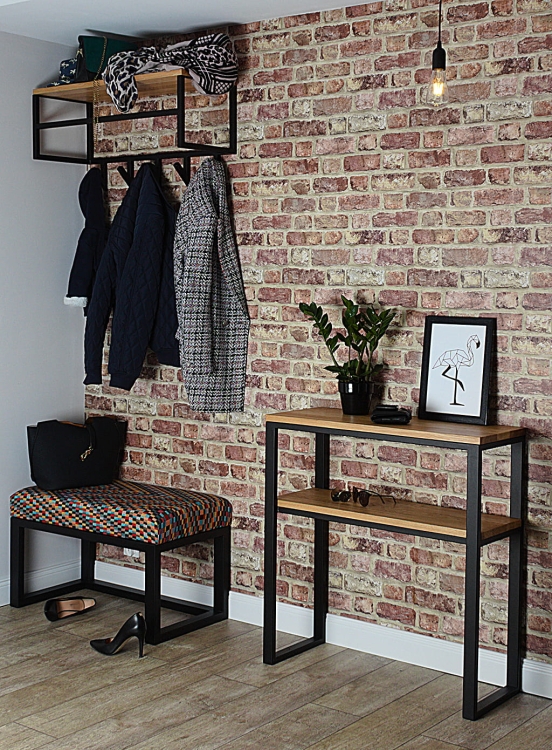 hallway with loft-style furniture