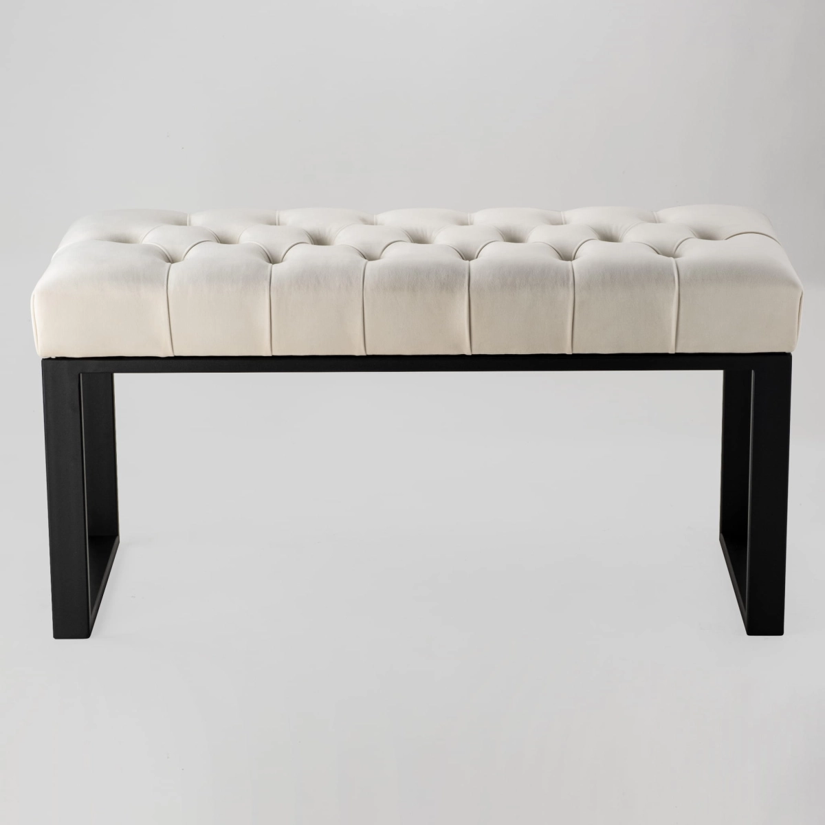 Quilted metal bench in white