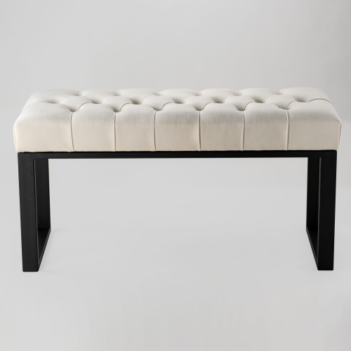 Quilted metal bench in white