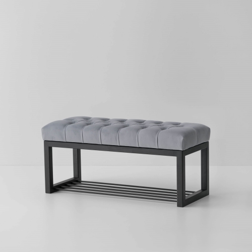 Industrial bench for hallway with shoe shelf
