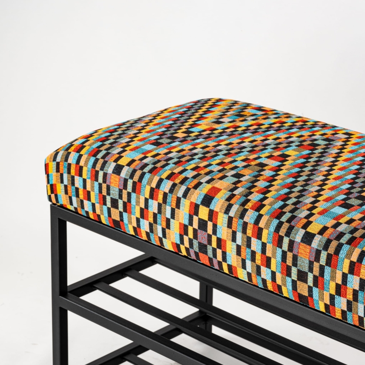 Upholstered metal bench for the hallway