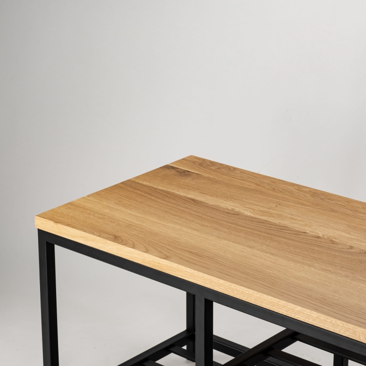 Industrial bench with wooden top for loft interiors