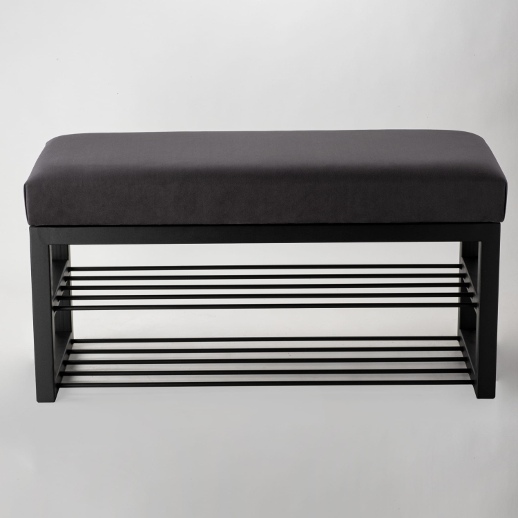 Industrial bench with shoe shelves, ideal for loft interiors