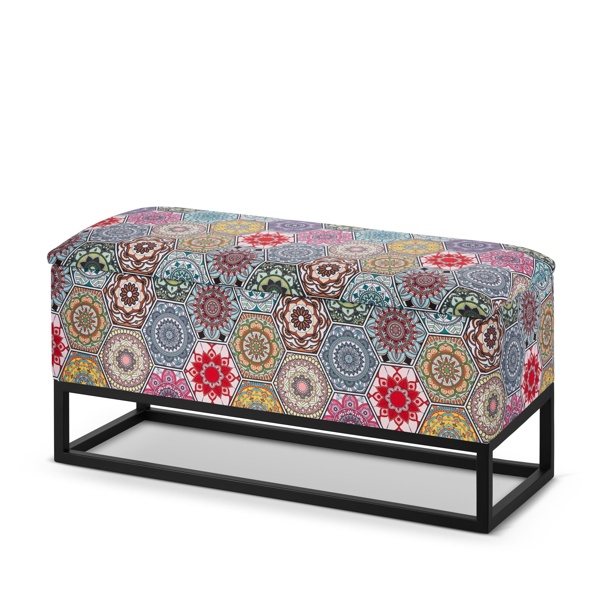 Hexa Spring Pouf with storage on metal legs - bench4home