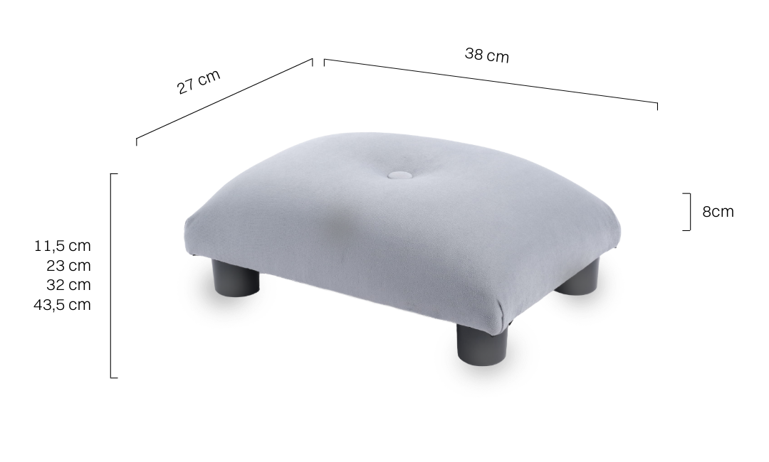Quilted footstool in grey, a comfortable and decorative piece of furniture