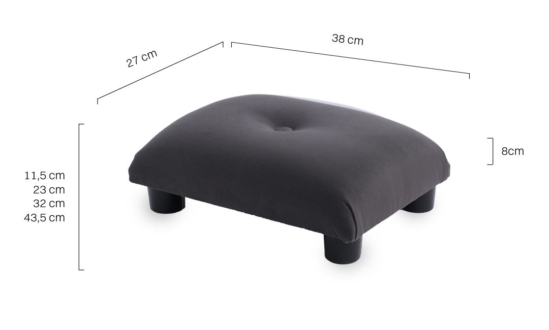 Stylish graphite quilted footstool, comfortable and aesthetically pleasing