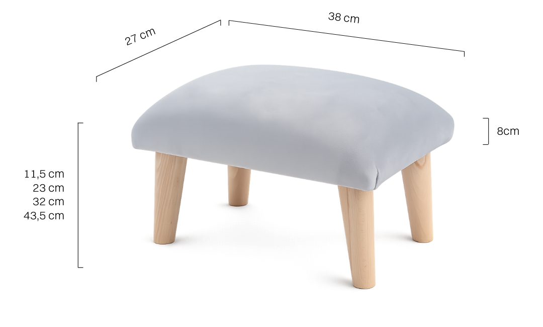 Grey dressing table footstool, a comfortable and aesthetically pleasing addition