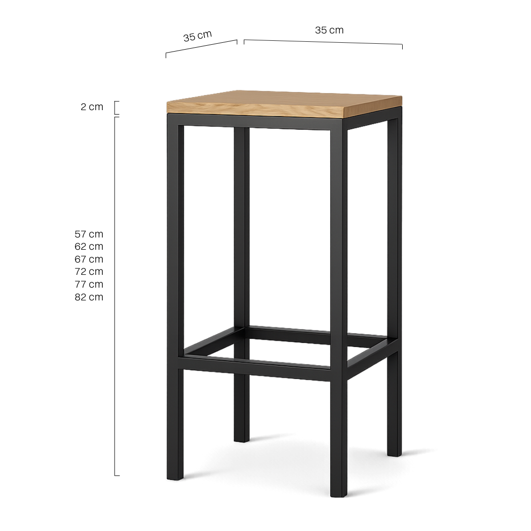 metal stool with wooden seat