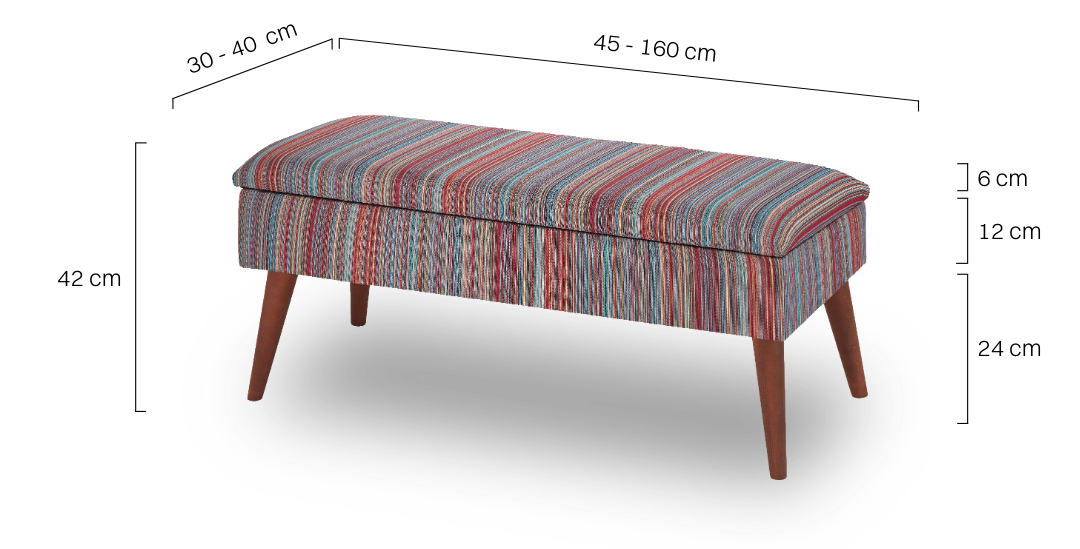 bench with storage in colorful stripes