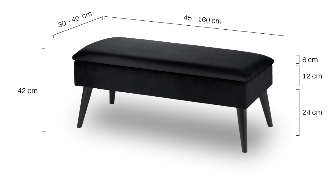 black bench with storage