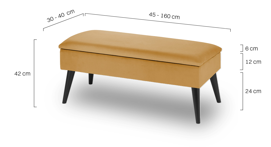yellow upholstered hall pouffe with storage