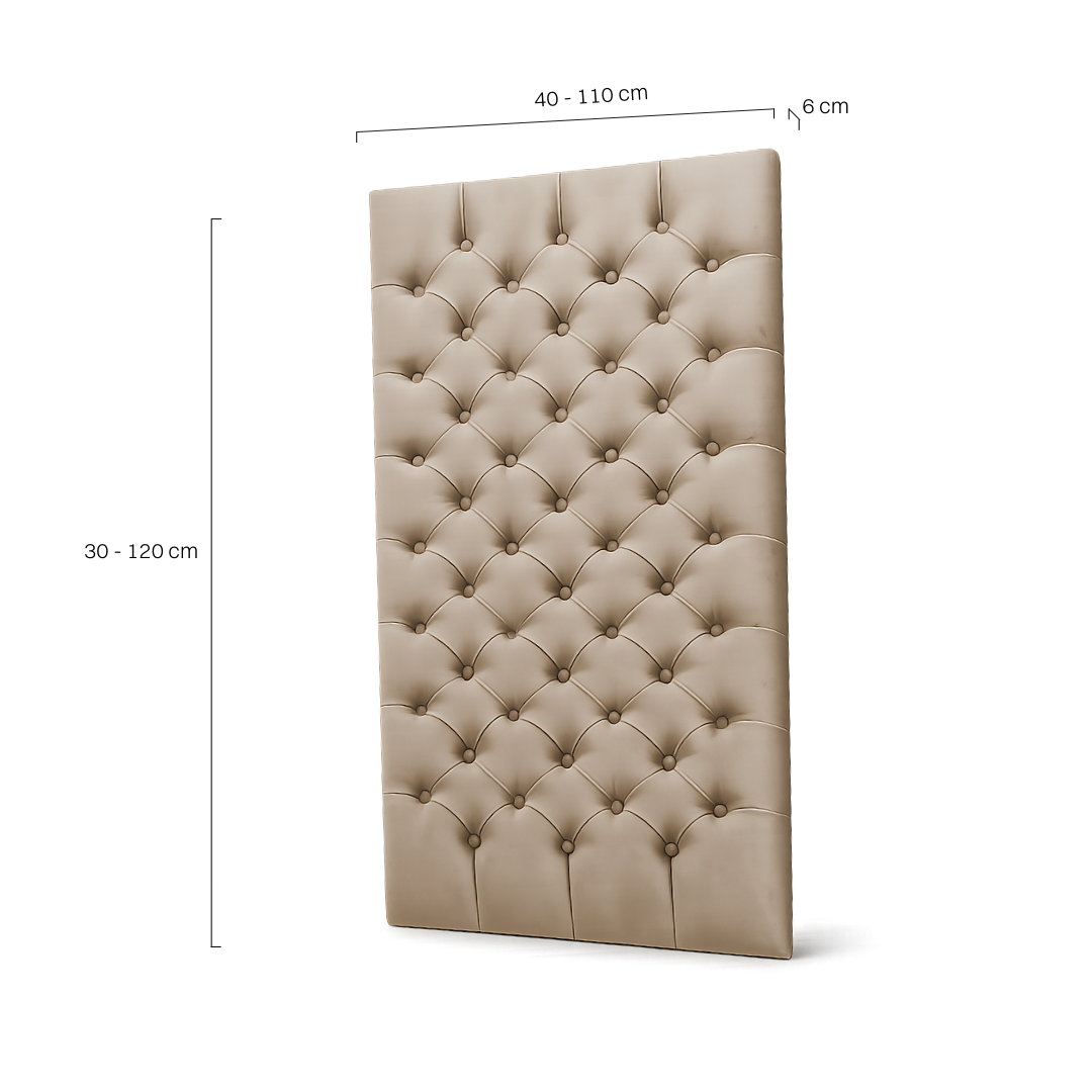 Elegant quilted wall panel in latte colour, subtle and modern design